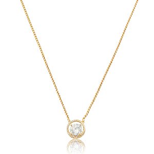 Colar dourado ponto de luz com zircônia cristal banho em ouro 18k