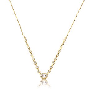 Colar dourado com zircônia cristal banho em ouro 18k