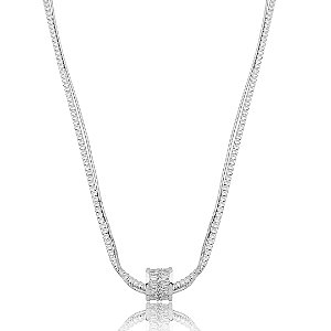 Colar duplo com zircônia cristal banho em ródio branco