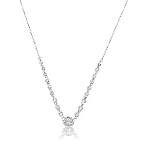 Colar com zircônia cristal banho em ródio branco