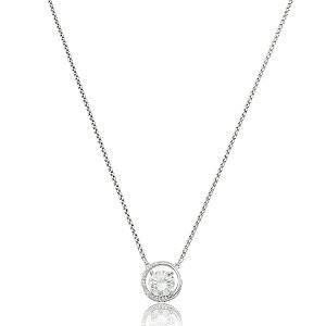 Colar com zircônia cristal banho em ródio branco