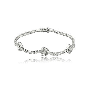 Pulseira cravejada de zircônia cristal banho em ródio branco