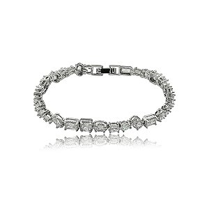 Pulseira cravejada de zircônia cristal banho em ródio branco
