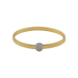 Bracelete com detalhe cravejado de zircônia cristal banho em ouro 18k