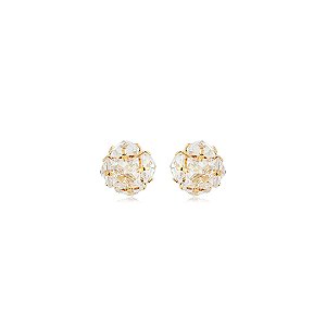 Brinco de base cravejado de zircônia cristal banho em ouro 18k