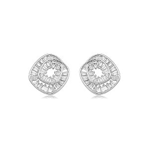 Brinco de base cravejado de zircônia cristal banho em ródio branco
