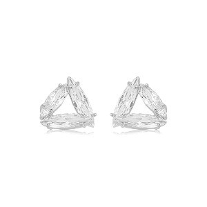 Brinco de base cravejado de zircônia cristal banho em ródio branco