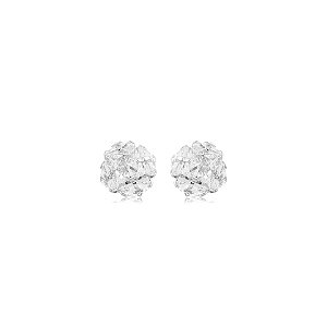 Brinco de base cravejado de zircônia cristal banho em ródio branco