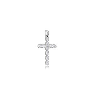 Pingente de cruz cravejado de zircônia cristal banho em ródio branco