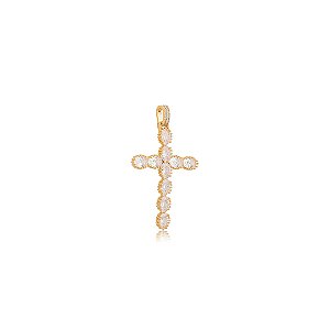 Pingente de cruz cravejado de zircônia cristal banho em ouro 18k