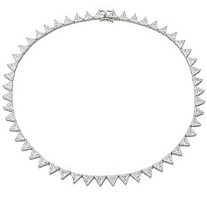 Colar Riviera triangular cravejado de zircônia cristal banho em ródio branco