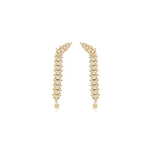 Brinco cravejado de zircônia cristal banho em ouro 18k