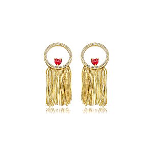 Brinco dourado cravejado de zircônia cristal banho em ouro 18k