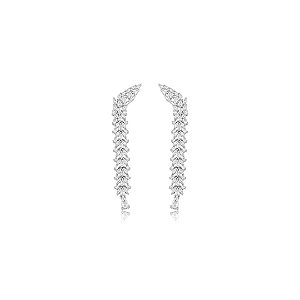 Brinco cravejado de zircônia cristal banho em ródio branco