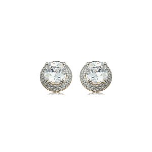 Brinco cravejado de zircônia cristal banho em ródio branco