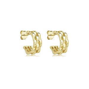 Brinco de argola dourado liso banho em ouro 18k