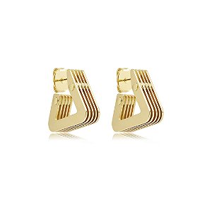 Brinco de argola dourado liso banho em ouro 18k