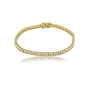 Pulseira riviera cravejada de zircônia cristal banho em ouro 18k