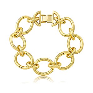 Pulseira de corrente dourada lisa banho em ouro 18k