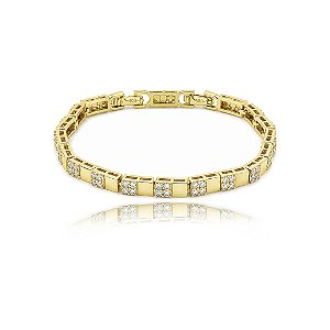 Pulseira cravejada de zircônia cristal banho em Ouro 18k