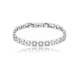 Pulseira cravejada de zircônia cristal banho em ródio branco