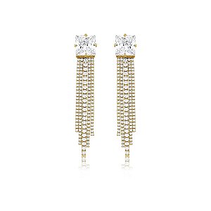 Brinco de luxo cravejado de zircônia cristal banho em ouro 18k