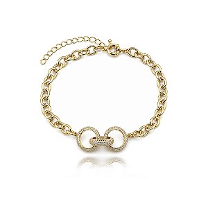 Tornozeleira dourada cravejada de zircônia cristal banho em ouro 18k