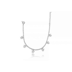 Tornozeleira de riviera cravejada de zircônia cristal banho em ródio branco