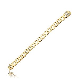 Pulseira de corrente com detalhes em zircônia cristal banho em ouro 18k