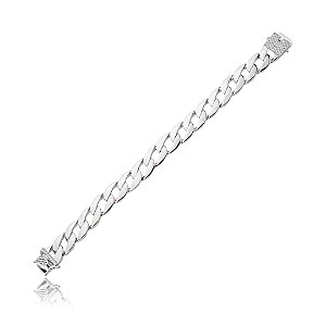 Pulseira de corrente com detalhes em zircônia cristal banho em ródio branco