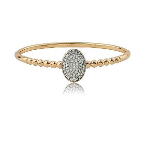 Bracelete dourado cravejado de zircônia cristal banho em ouro 18k