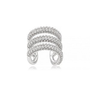 Piercing fake cravejado de zircônia cristal banho em ródio branco