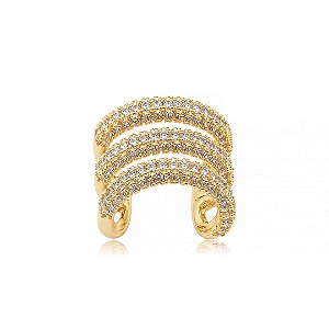 Piercing fake cravejado de zircônia cristal banho em ouro 18k