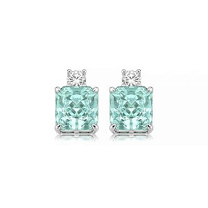 Brinco cravejado de zircônia ice cut turmalina paraíba cristal banho em ródio branco