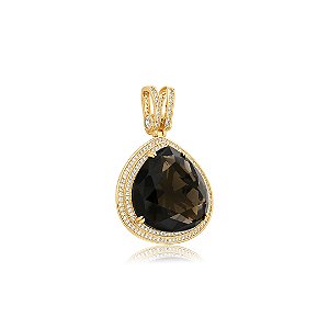 Pingente de luxo cravejado de zircônia peridoto e cristal banho em ouro 18k