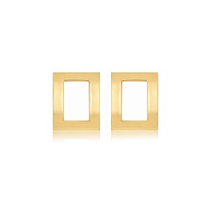Brinco dourado liso banho em ouro 18k