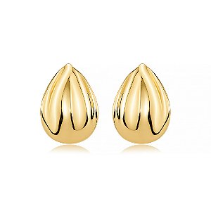 Brinco dourado liso banho em ouro 18k