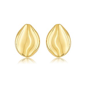 Brinco dourado liso banho em ouro 18k
