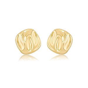 Brinco dourado liso orgânico banho em ouro 18k