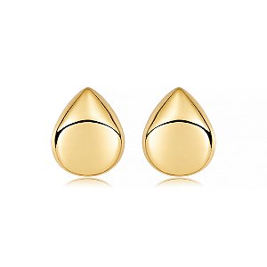 Brinco dourado liso banho em ouro 18k
