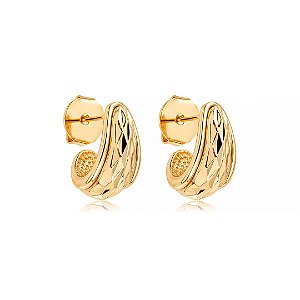 Brinco de argola liso banho em ouro 18k