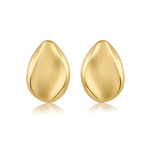 Brinco dourado acetinado liso banho em ouro 18k