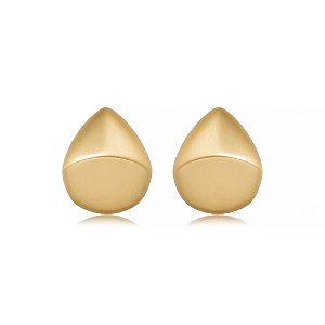 Brinco dourado acetinado liso banho em ouro 18k