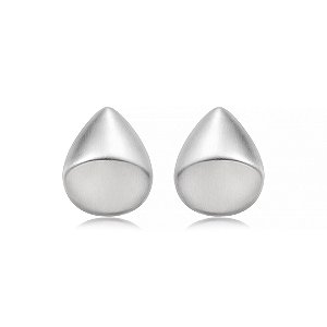 Brinco acetinado liso banho em ródio branco
