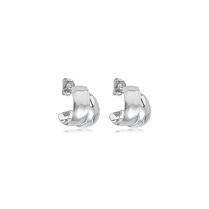 Brinco de argola liso banho em ródio branco