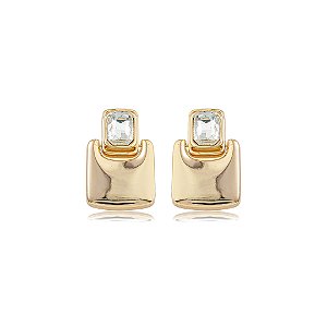 Brinco com zircônia cristal banho em ouro 18k