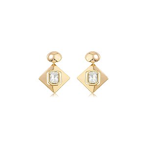 Brinco com zircônia cristal banho em ouro 18k