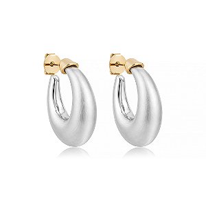 Brinco de argola acetinado liso com banho duplo