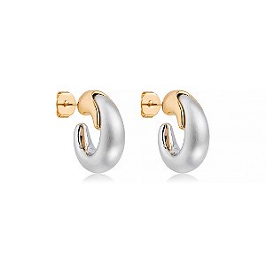 Brinco de argola acetinado liso com banho duplo