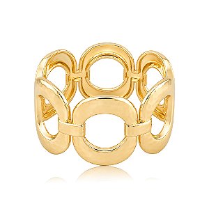 Bracelete dourado liso martelado banho em ouro 18k
